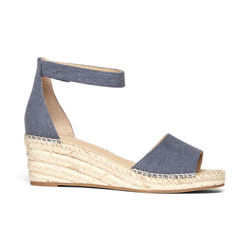 Sandale Cu Pene Rockport Dama Marah Woven Ankle Strap Albastru Denim - Romania 0917-BLHQJ